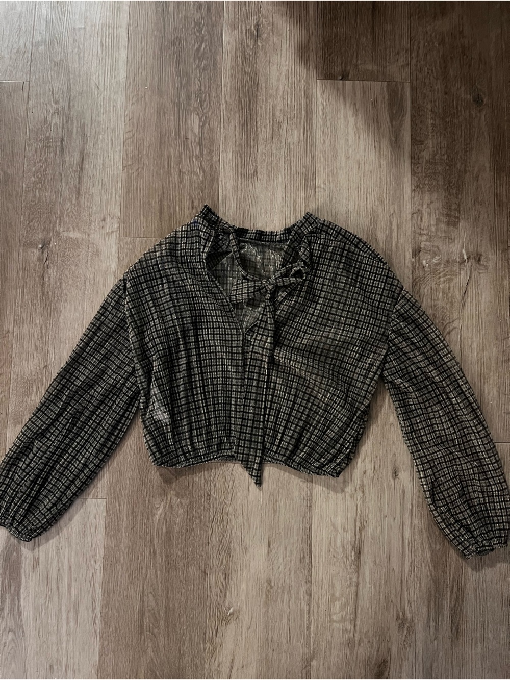 Zara plaid sheer blouse top